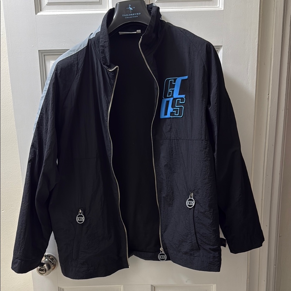Black Jacket with Blue Accents